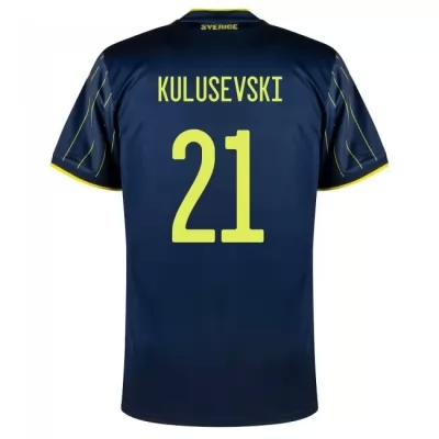 Femme Équipe de Suède de football Maillot Dejan Kulusevski #21 Tenues Extérieur Bleu Foncé 2021