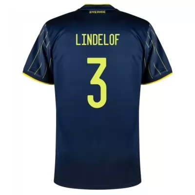 Femme Équipe de Suède de football Maillot Victor Lindelof #3 Tenues Extérieur Bleu Foncé 2021