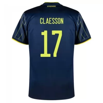 Femme Équipe de Suède de football Maillot Viktor Claesson #17 Tenues Extérieur Bleu Foncé 2021