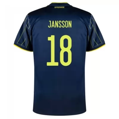 Femme Équipe de Suède de football Maillot Pontus Jansson #18 Tenues Extérieur Bleu Foncé 2021