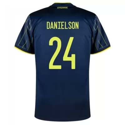 Femme Équipe de Suède de football Maillot Marcus Danielson #24 Tenues Extérieur Bleu Foncé 2021