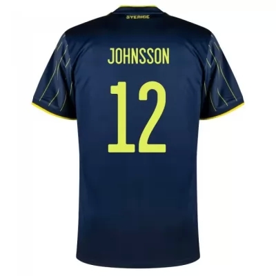 Femme Équipe de Suède de football Maillot Karl-Johan Johnsson #12 Tenues Extérieur Bleu Foncé 2021