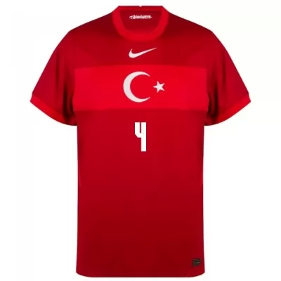 Femme Équipe Turquie de football Maillot Caglar Soyuncu #4 Tenues Extérieur Rouge 2021