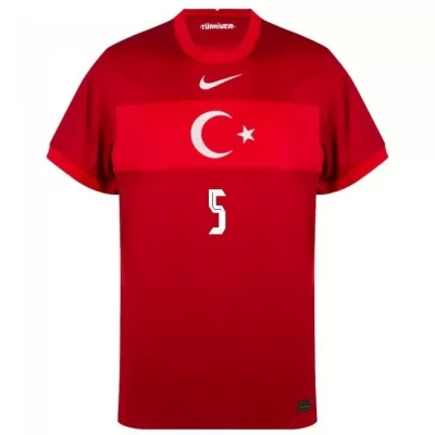 Femme Équipe Turquie de football Maillot Okay Yokuslu #5 Tenues Extérieur Rouge 2021