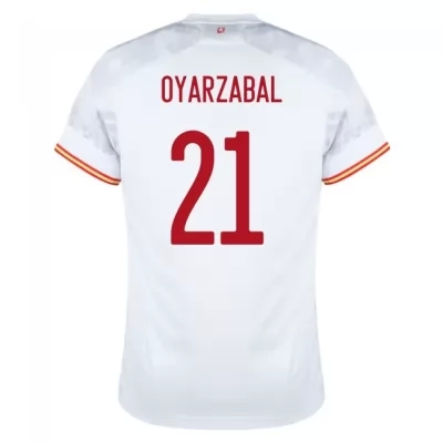 Femme Équipe D'espagne De Football Maillot Mikel Oyarzabal #21 Tenues Extérieur Blanc 2021