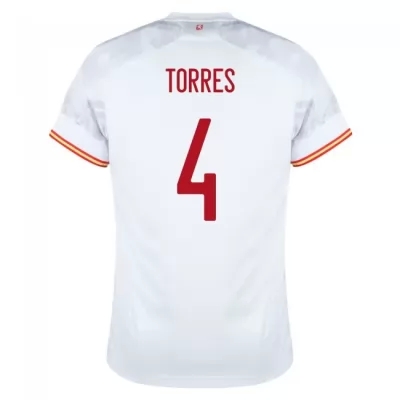 Enfant Équipe d'Espagne de football Maillot Pau Torres #4 Tenues Extérieur Blanc 2021