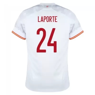 Femme Équipe d'Espagne de football Maillot Aymeric Laporte #24 Tenues Extérieur Blanc 2021