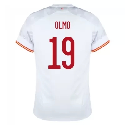 Homme Équipe d'Espagne de football Maillot Dani Olmo #19 Tenues Extérieur Blanc 2021