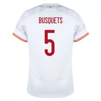Femme Équipe d'Espagne de football Maillot Sergio Busquets #5 Tenues Extérieur Blanc 2021