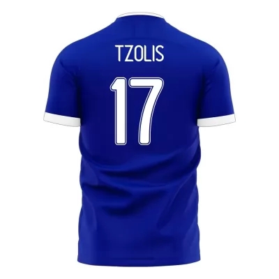 Femme Équipe de Grèce de football Maillot Christos Tzolis #17 Tenues Extérieur Bleu 2021