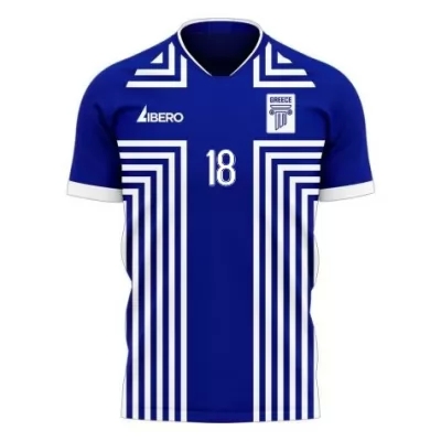 Femme Équipe de Grèce de football Maillot Dimitrios Giannoulis #18 Tenues Extérieur Bleu 2021