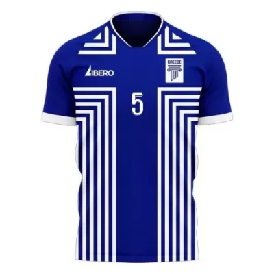 Femme Équipe de Grèce de football Maillot Andreas Bouchalakis #5 Tenues Extérieur Bleu 2021