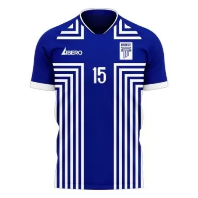 Femme Équipe de Grèce de football Maillot Athanasios Androutsos #15 Tenues Extérieur Bleu 2021