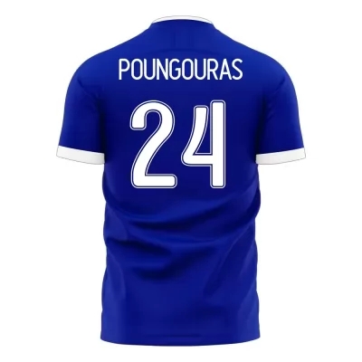 Femme Équipe de Grèce de football Maillot Achilleas Poungouras #24 Tenues Extérieur Bleu 2021