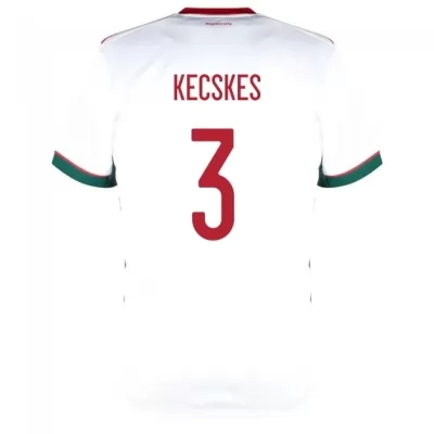 Femme Équipe de Hongrie de football Maillot Akos Kecskes #3 Tenues Extérieur Blanc 2021