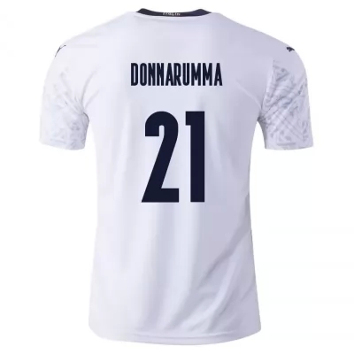 Femme Équipe d'Italie de football Maillot Gianluigi Donnarumma #21 Tenues Extérieur Blanc 2021