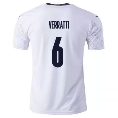 Femme Équipe d'Italie de football Maillot Marco Verratti #6 Tenues Extérieur Blanc 2021