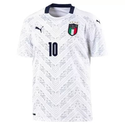 Femme Équipe d'Italie de football Maillot Lorenzo Insigne #10 Tenues Extérieur Blanc 2021