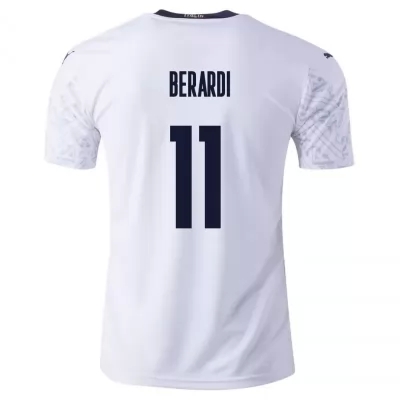 Femme Équipe d'Italie de football Maillot Domenico Berardi #11 Tenues Extérieur Blanc 2021