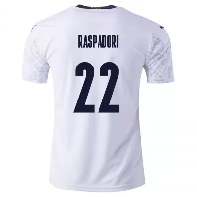 Homme Équipe d'Italie de football Maillot Giacomo Raspadori #22 Tenues Extérieur Blanc 2021