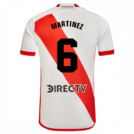 Kandiny Enfant Maillot David Martínez #6 Blanc Rouge Tenues Domicile 2023/24 T-Shirt