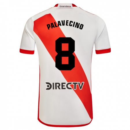Kandiny Enfant Maillot Agustín Palavecino #8 Blanc Rouge Tenues Domicile 2023/24 T-Shirt