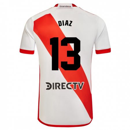 Kandiny Enfant Maillot Enzo Díaz #13 Blanc Rouge Tenues Domicile 2023/24 T-Shirt