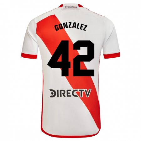 Kandiny Enfant Maillot Alexis González #42 Blanc Rouge Tenues Domicile 2023/24 T-Shirt