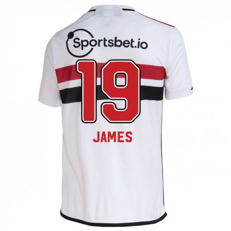 Kandiny Enfant Maillot James Rodríguez #19 Blanc Tenues Domicile 2023/24 T-Shirt