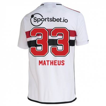 Kandiny Enfant Maillot Caio Matheus #33 Blanc Tenues Domicile 2023/24 T-Shirt