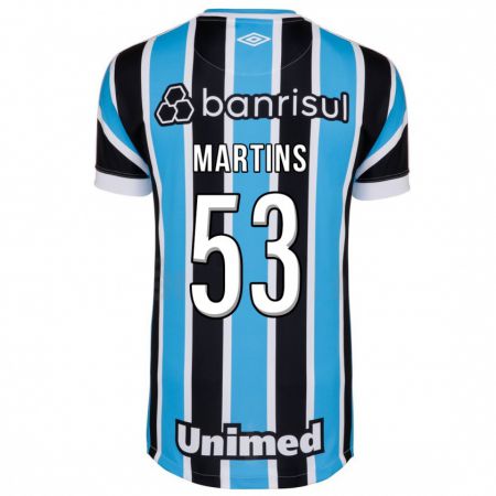 Kandiny Enfant Maillot Gustavo Martins #53 Bleu Tenues Domicile 2023/24 T-Shirt