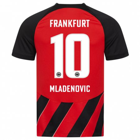 Kandiny Enfant Maillot Marko Mladenovic #10 Rouge Noir Tenues Domicile 2023/24 T-Shirt
