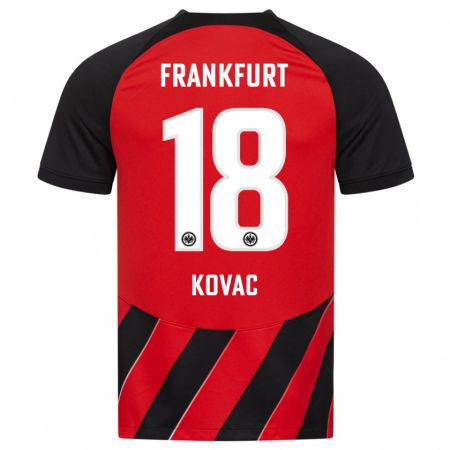 Kandiny Enfant Maillot Niko Kovac #18 Rouge Noir Tenues Domicile 2023/24 T-Shirt