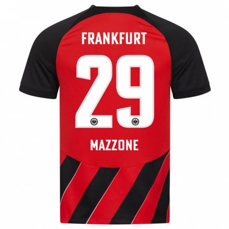 Kandiny Enfant Maillot Matteo Mazzone #29 Rouge Noir Tenues Domicile 2023/24 T-Shirt