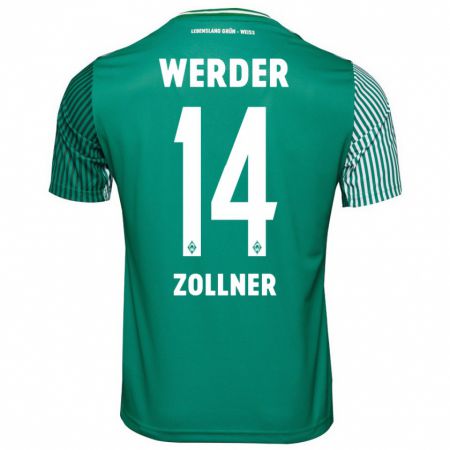 Kandiny Enfant Maillot Adrian Zollner #14 Vert Tenues Domicile 2023/24 T-Shirt