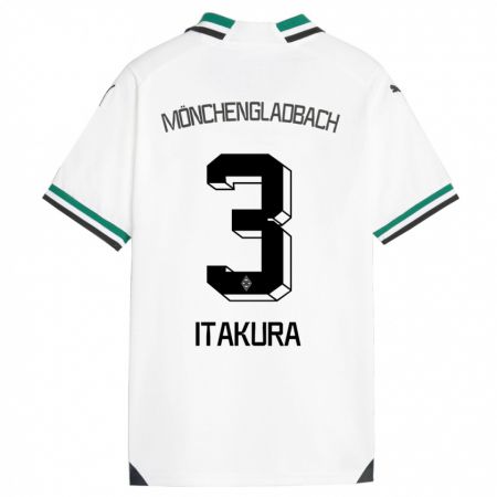 Kandiny Enfant Maillot Ko Itakura #3 Blanc Vert Tenues Domicile 2023/24 T-Shirt