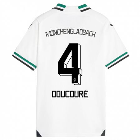 Kandiny Enfant Maillot Mamadou Doucouré #4 Blanc Vert Tenues Domicile 2023/24 T-Shirt