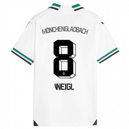 Kandiny Enfant Maillot Julian Weigl #8 Blanc Vert Tenues Domicile 2023/24 T-Shirt