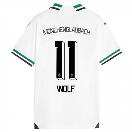 Kandiny Enfant Maillot Hannes Wolf #11 Blanc Vert Tenues Domicile 2023/24 T-Shirt