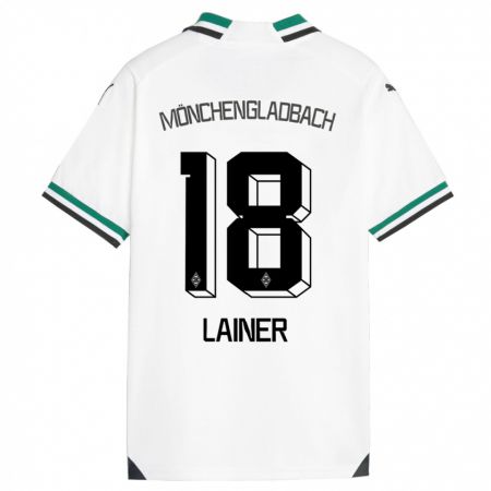 Kandiny Enfant Maillot Stefan Lainer #18 Blanc Vert Tenues Domicile 2023/24 T-Shirt