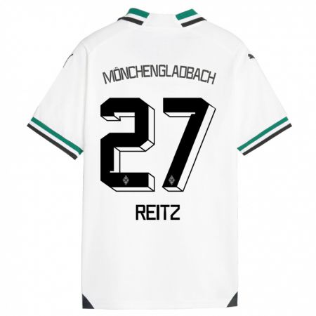 Kandiny Enfant Maillot Rocco Reitz #27 Blanc Vert Tenues Domicile 2023/24 T-Shirt