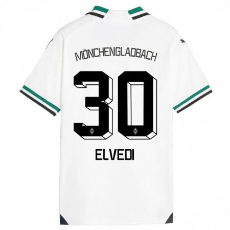 Kandiny Enfant Maillot Nico Elvedi #30 Blanc Vert Tenues Domicile 2023/24 T-Shirt