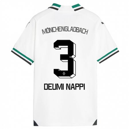 Kandiny Enfant Maillot Dimitrie Deumi Nappi #3 Blanc Vert Tenues Domicile 2023/24 T-Shirt
