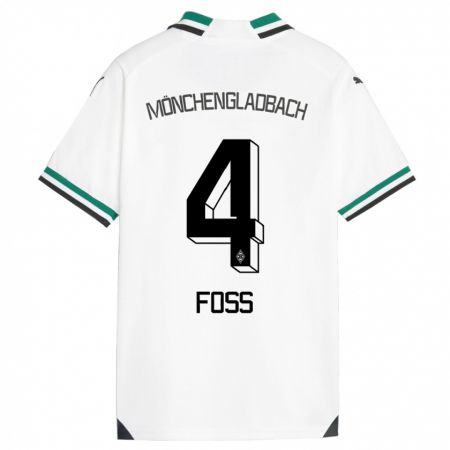 Kandiny Enfant Maillot Jonathan Foss #4 Blanc Vert Tenues Domicile 2023/24 T-Shirt