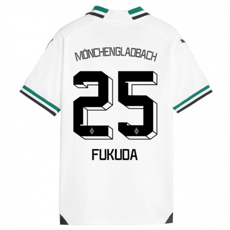 Kandiny Enfant Maillot Shio Fukuda #25 Blanc Vert Tenues Domicile 2023/24 T-Shirt