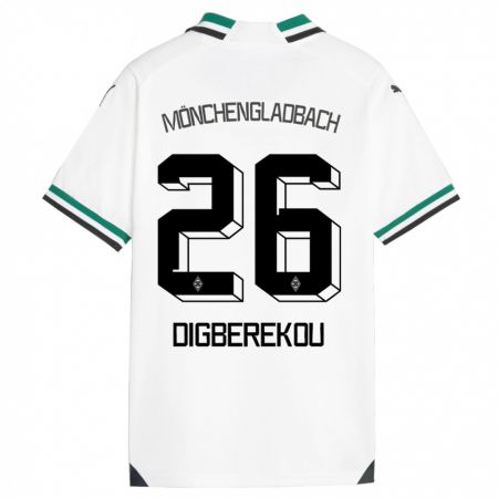 Kandiny Enfant Maillot Ibrahim Digberekou #26 Blanc Vert Tenues Domicile 2023/24 T-Shirt
