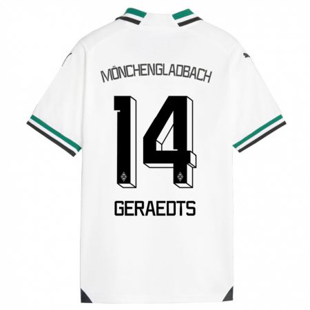 Kandiny Enfant Maillot Kelsey Geraedts #14 Blanc Vert Tenues Domicile 2023/24 T-Shirt