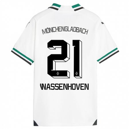 Kandiny Enfant Maillot Michelle Wassenhoven #21 Blanc Vert Tenues Domicile 2023/24 T-Shirt