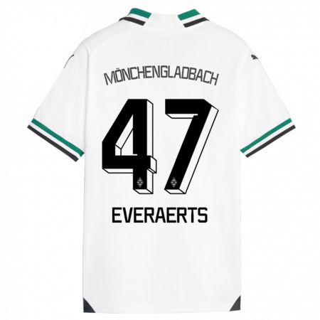 Kandiny Enfant Maillot Kim Everaerts #47 Blanc Vert Tenues Domicile 2023/24 T-Shirt