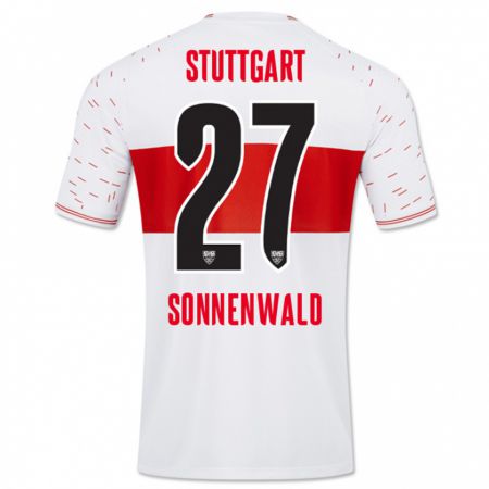 Kandiny Enfant Maillot Lukas Sonnenwald #27 Blanc Tenues Domicile 2023/24 T-Shirt
